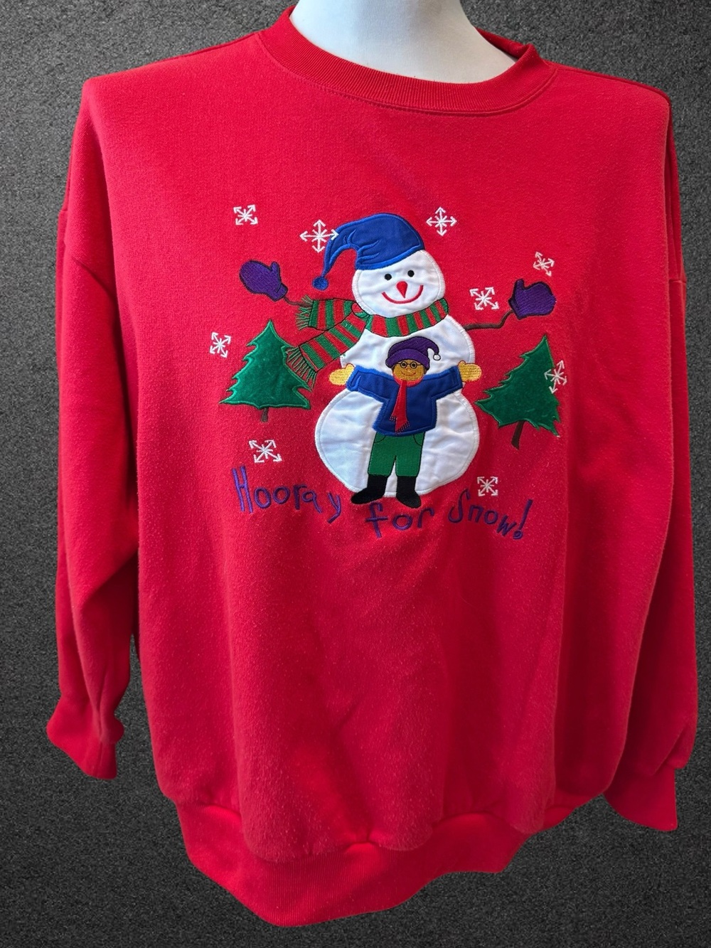 Red Holiday Snowman Crewneck Sweater Size XL